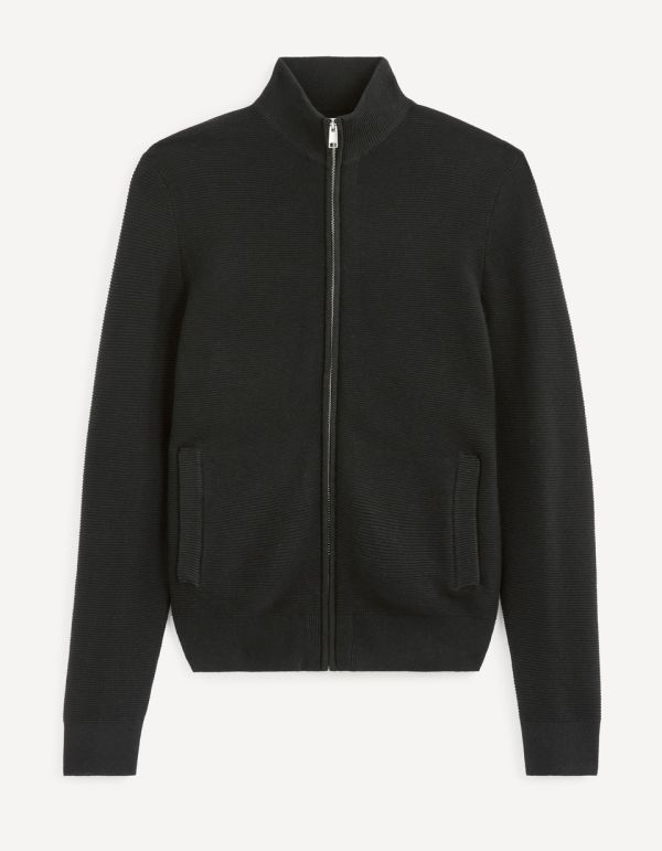 Cardigan zippé 100% coton - noir