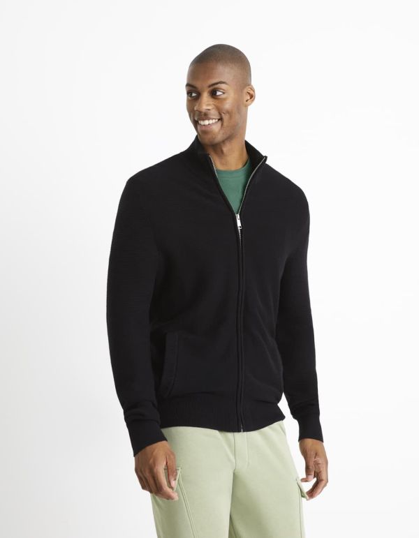 Cardigan zippé 100% coton - noir