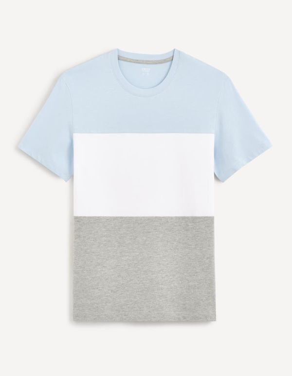 T-shirt col rond color block -vert