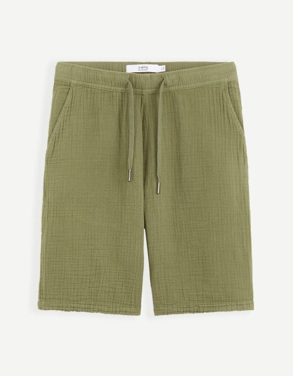 Bermuda 100% gaze de coton - kaki