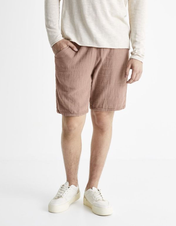 Bermuda 100% gaze de coton - rose