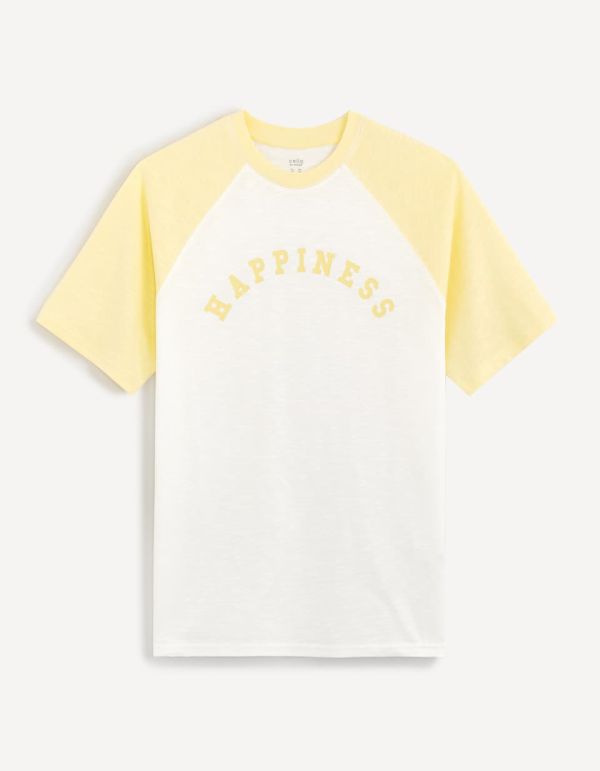 T-shirt col rond 100% coton - jaune