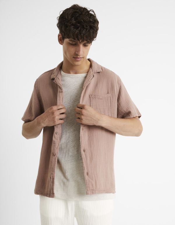 Chemise regular 100% gaze de coton - rose