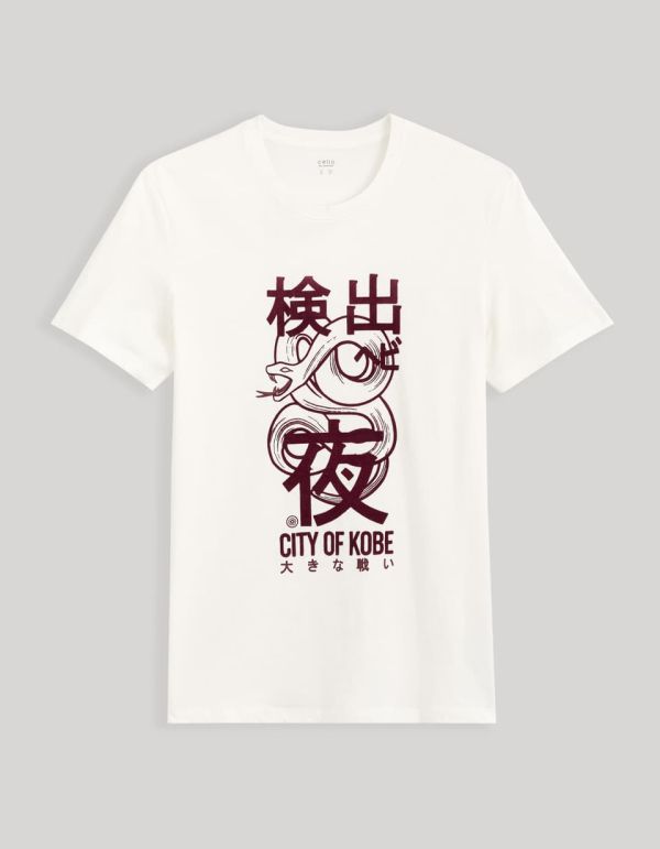 T-shirt col rond 100% coton japon - ecru