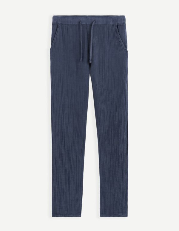 Pantalon en gaze de coton - marine