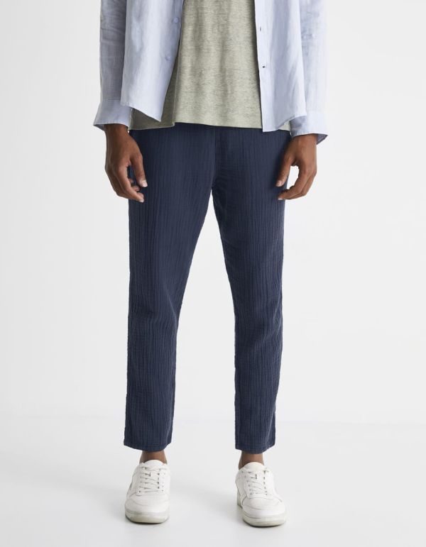 Pantalon en gaze de coton - marine