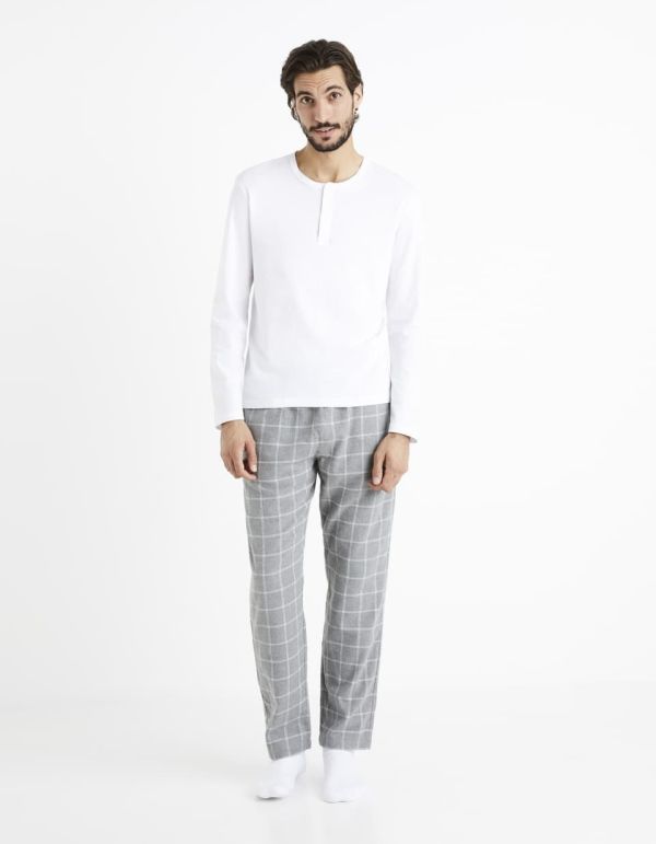 Pyjama manches longues et pantalon flannel - gris