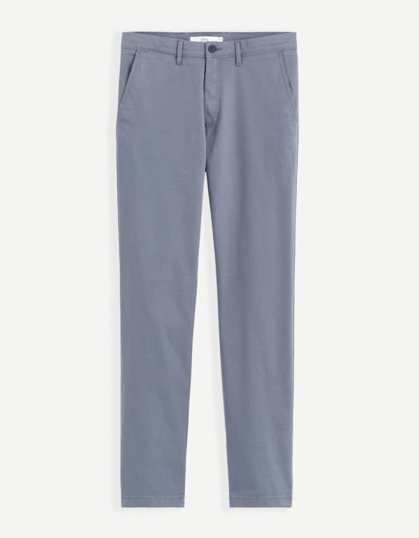 Pantalon chino straight twill stretch - bleu acier