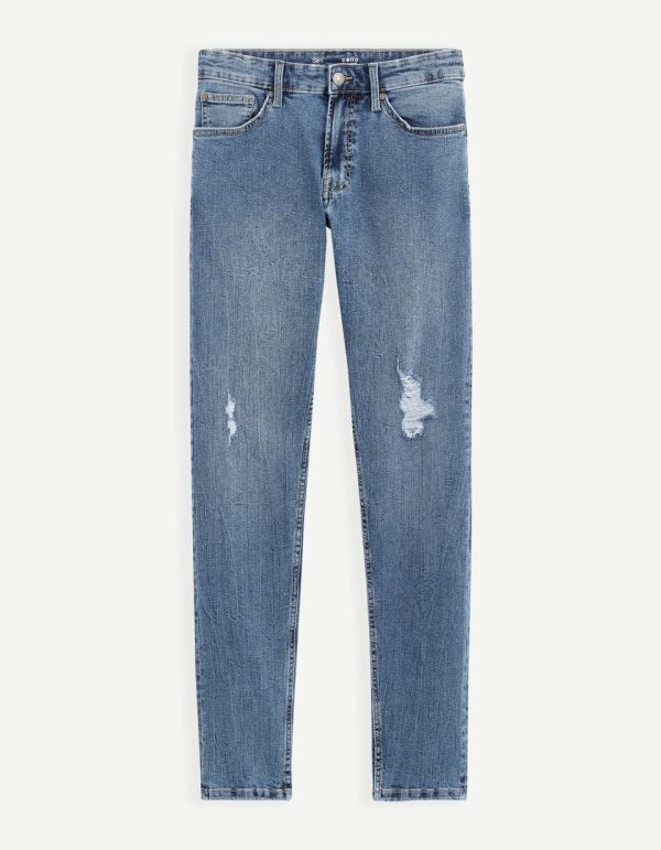 Jean slim C25 destroy - bleu double stone