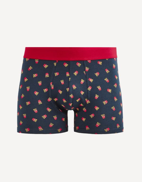 Boxer en coton stretch frite - marine