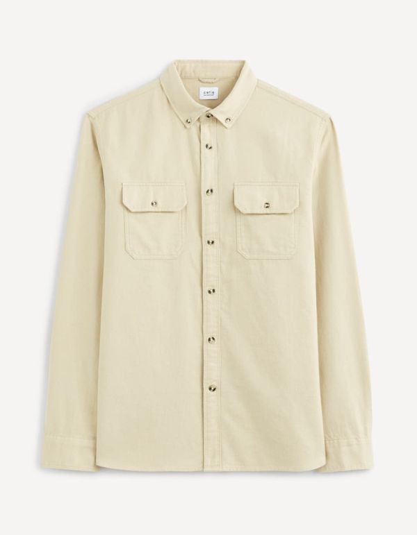 Chemise flanelle 100% coton - beige
