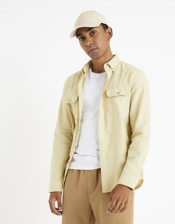 Chemise flanelle 100% coton - beige