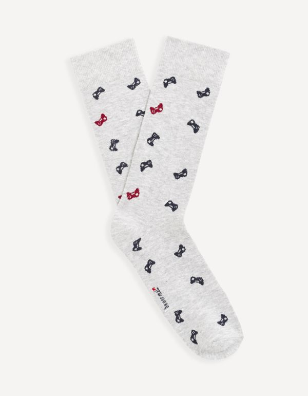 Chaussettes hautes en coton mélangé manette - gris