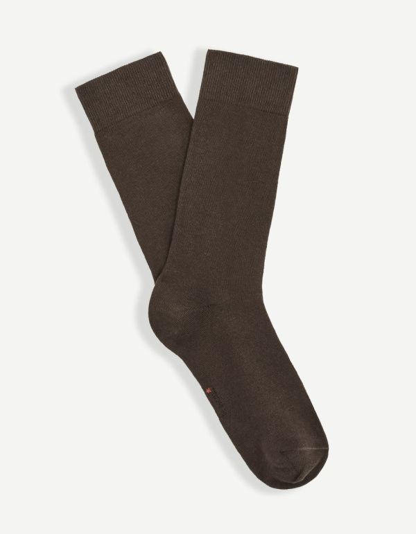 Chaussettes hautes en coton mélangé - marron