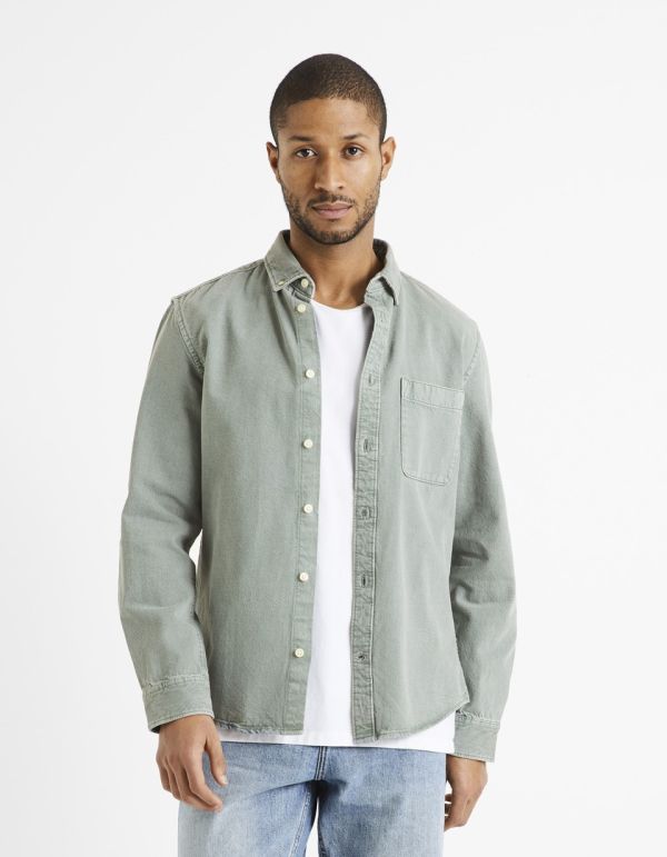 Chemise regular 100% coton - vert