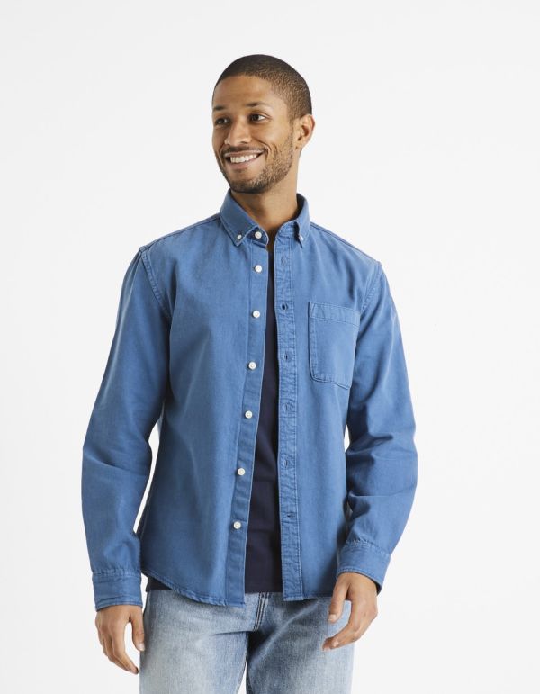 Chemise regular 100% coton - bleu