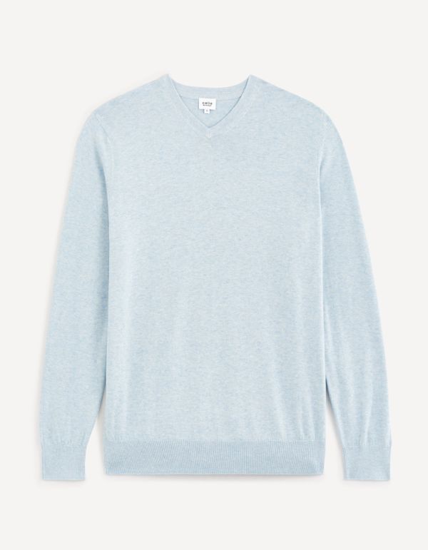 pull col rond 100% coton - bleu