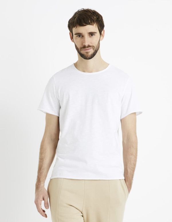 T-shirt col rond 100% coton - blanc