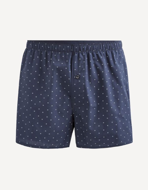 Caleçon popeline 100% coton micro motif - marine