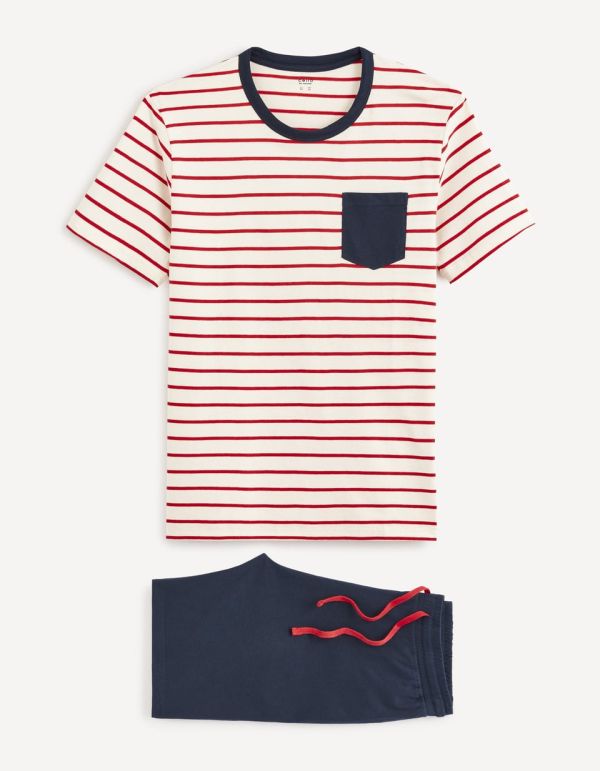 Pyjama manches courtes et short 100% coton - rouge