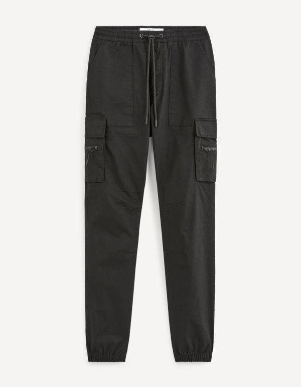 Pantalon cargo en coton stretch - NOIR