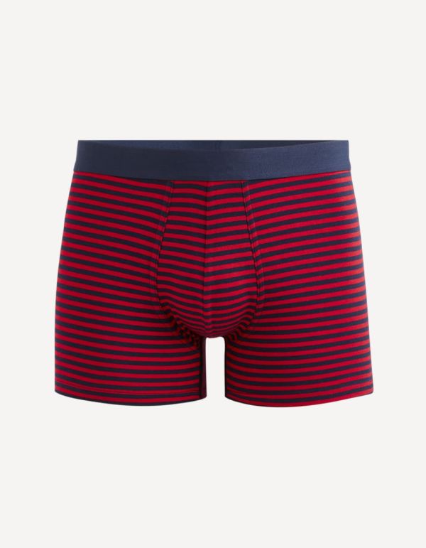 Boxer en coton stretch rayé - rouge