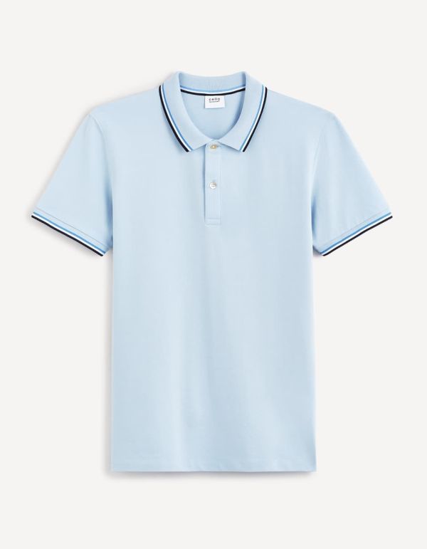 Polo piqué en coton elasthanne - bleu ciel