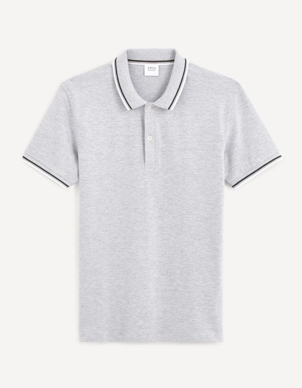 Polo piqué en coton elasthanne - gris