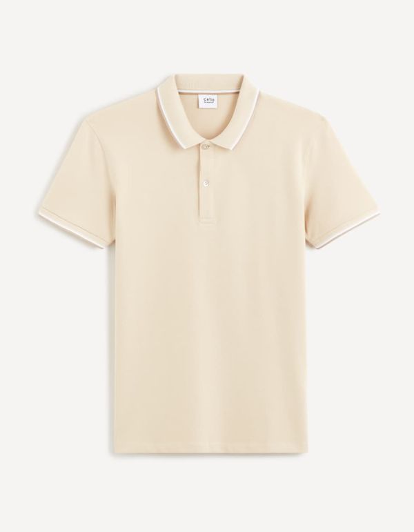 Polo piqué en coton elasthanne - beige