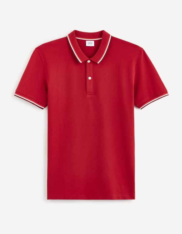 Polo piqué en coton elasthanne - rouge