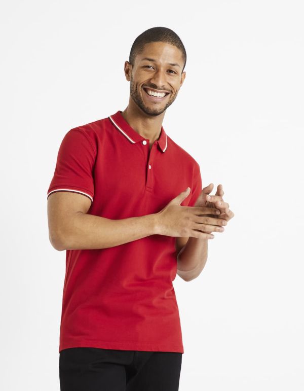 Polo piqué en coton elasthanne - rouge