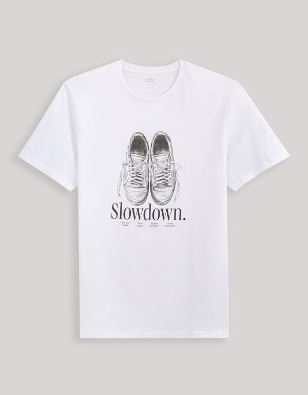 T-shirt col rond 100% coton - blanc