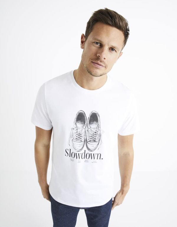 T-shirt col rond 100% coton - blanc