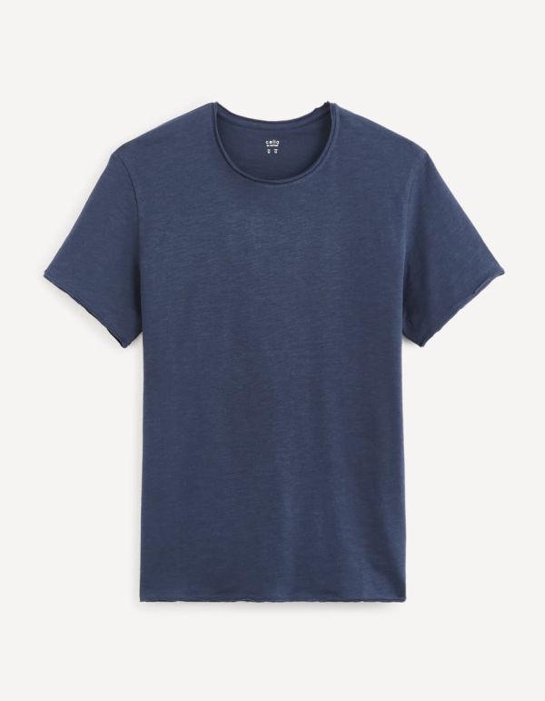 T-shirt col rond 100% coton - marine