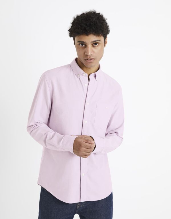 Chemise regular oxford 100% coton - mauve
