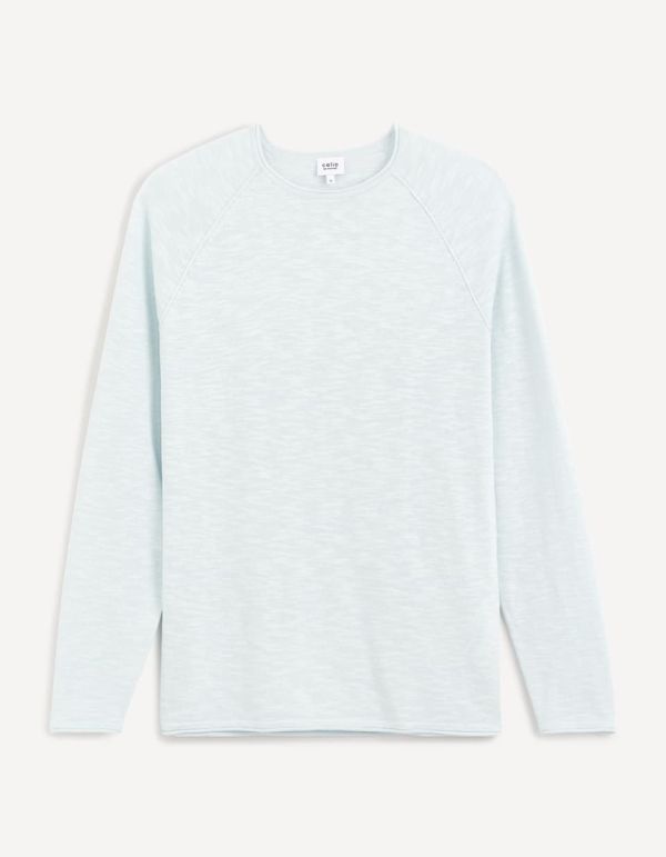 Pull fin en coton viscose - bleu ciel