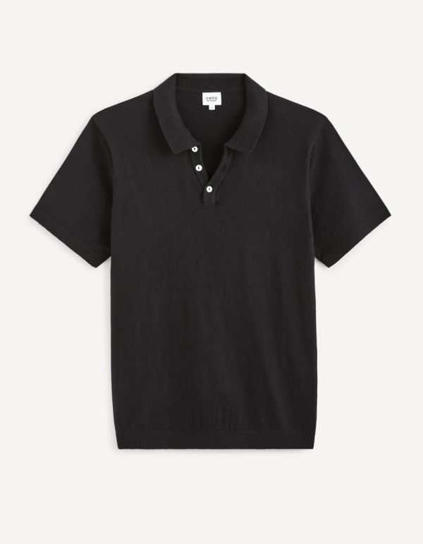 Polo en maille uni 100% coton - noir