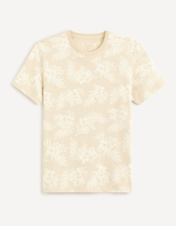T-shirt col rond 100% coton - beige