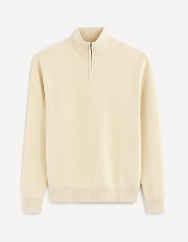 Pull col camionneur zippé - écru