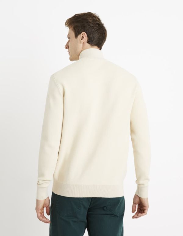 Pull col camionneur zippé - écru