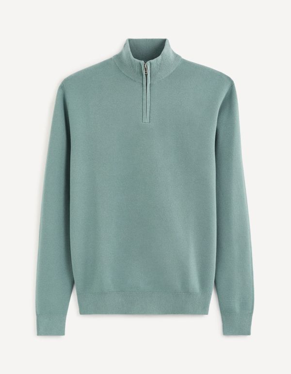 Pull col camionneur zippé - vert