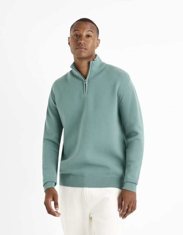 Pull col camionneur zippé - vert