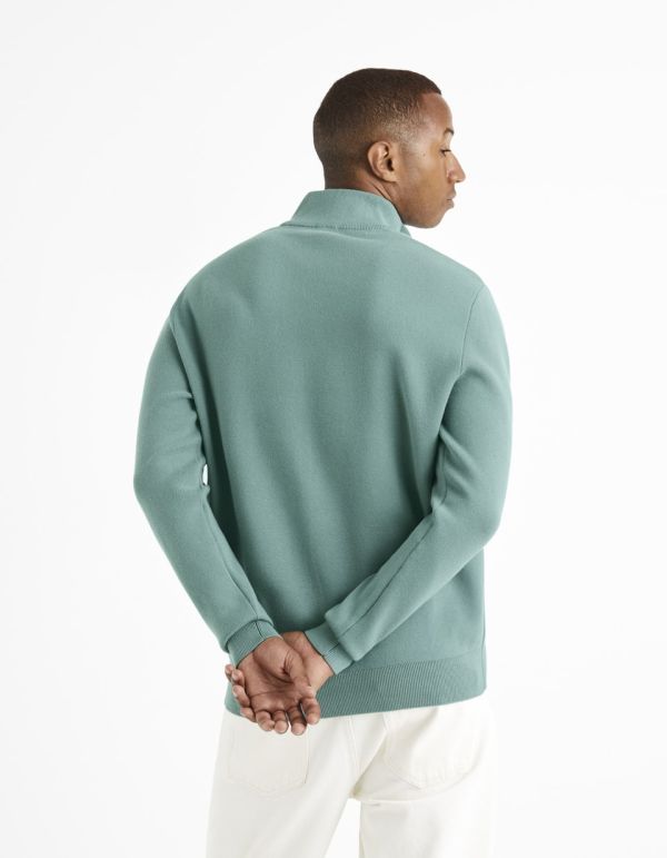 Pull col camionneur zippé - vert