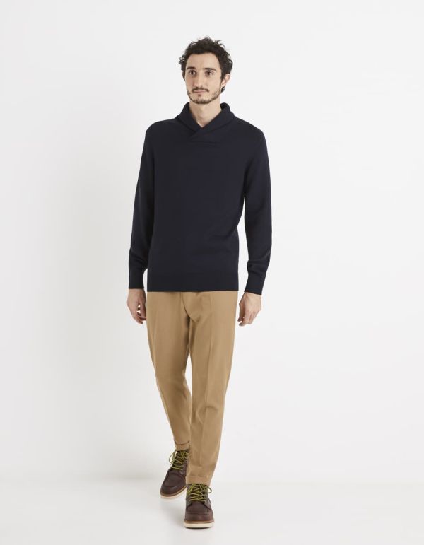 Pull col châle coton mélangé