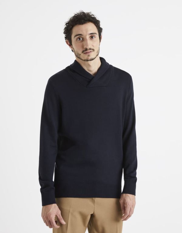 Pull col châle coton mélangé