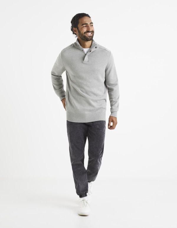 Pull col montant coton mélangé