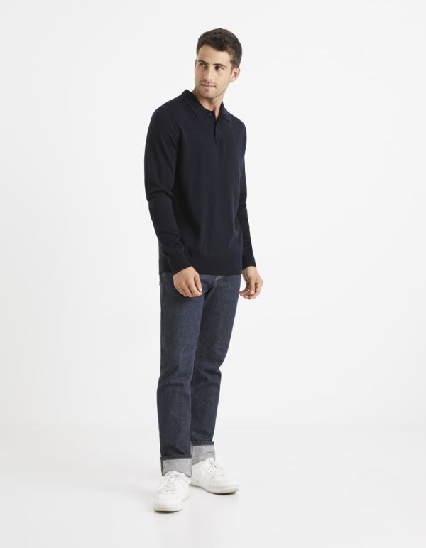 Pull col polo boutonné