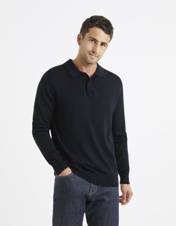 Pull col polo boutonné