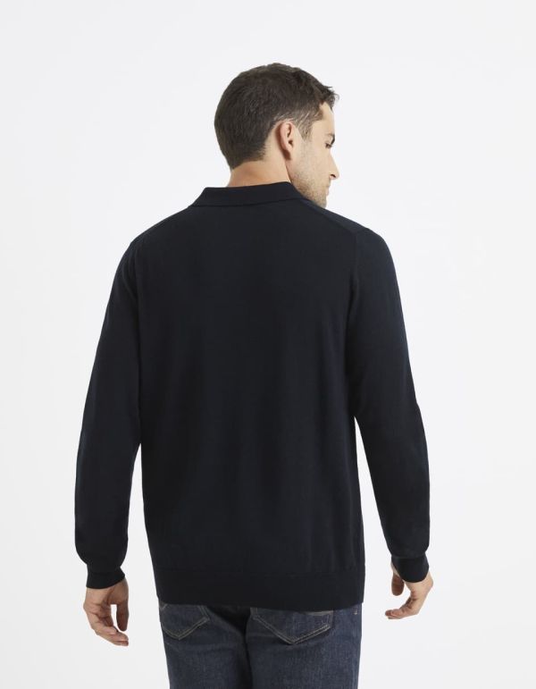 Pull col polo boutonné