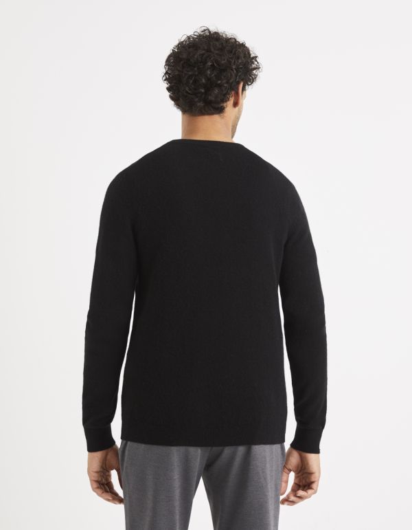 Pull col rond 100% cachemire - noir